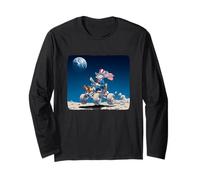 Niza Luna y vehículo Espacial con Vista a la Tierra para Hombre y Mujer Manga Larga