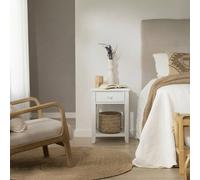 Niza mesita de noche de madera maciza de araucaria lacada en blanco