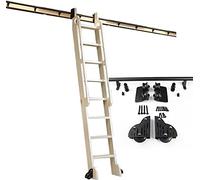 NIZAME Kit de Escalera Deslizante Riel de Escalera de Biblioteca rodante | Escaleras rodantes para estantería Juego de Armario de Barra de almacén Kit de Hardware de Escalera móvil Servicio Pesado