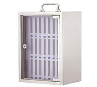 Nizer de almacenamiento de teléfono de aluminio, 24 ranuras transparentes con asa para oficina y aula, diseño elegante y práctico para una gestión eficiente del espacio