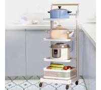 Nizer de cocina con ruedas que ahorra espacio, soporte para tapa de olla con 3 tablas y 1 cesta para diseño de cactus Der Sto para ollas y sartenes