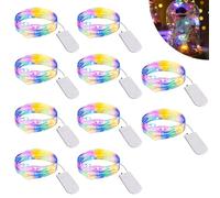Nizirioo 10 unidades de luces LED: 2 m mini cadenas de luces alimentadas con pilas, resistente al agua, cobre, cadena de luces de alambre para fiestas, Navidad, Halloween, bodas, Navidad, decoración