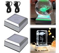 Nizirioo 2 bases de luz cuadradas: base LED con 6 modos de iluminación e interruptor táctil, base de luz USB para pantalla de cristal, regalos para el día de San Valentín (plata)