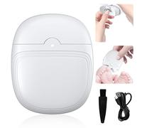 Nizirioo 2 en 1 cortaúñas eléctrico automático con luz LED y cepillo de limpieza, recargable por USB, para niños y adultos, color blanco