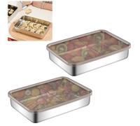 Nizirioo 2 unidades de fiambrera inoxidable con tapa hermética, caja de conservación de alimentos para carne y queso, caja apilable reutilizable