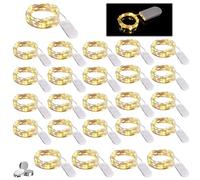 Nizirioo 25 unidades de luces LED: 1 m Mini cadenas de luces alimentadas con pilas, resistente al agua, cobre, cadena de luces de alambre para fiestas, Navidad, Halloween, bodas, Navidad, decoración