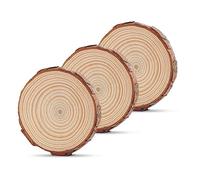 Nizirioo 3 discos de madera: discos de madera de 20 - 22 cm, disco de árbol sin perforar de 20 mm de grosor, tronco de árbol sin tratar discos de madera para manualidades, manualidades, bodas, Navidad