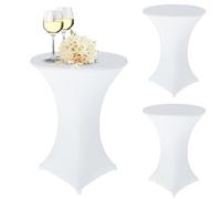 Nizirioo 3pcs Fundas Elásticas para Mesas, Mantel Elástico, Funda De Mesa, Mantel De Esquinas Redonda Elásticas Mantel Redondo Cóctel Fundas De Mesa Lavable Manteles(80 X 110 cm, Blanco)