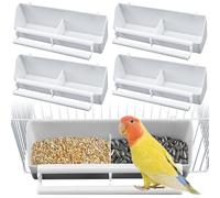Nizirioo 4 Piezas Comedero para Pájaros, Comedero para Colgar, Plástico para Pájaros, Bird Bowl Hanging Food para Feeder Bird Waterer Cage Accessories For Birds and Poultry White