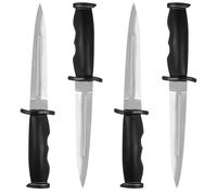 Nizirioo 4 Piezas Cuchillo de Entrenamiento de Artes Marciales de Goma, 25 cm, Falso, de Broma (Plata)