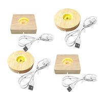 Nizirioo 4 Piezas de Luz LED de Madera: Base USB Con Interruptor Ajustable para Exhibición de Cristal, Acrílico, Joyas de Resina - Regalos para San Valentín
