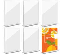 Nizirioo 6pcs Soporte A5 Acrílico para Letreros, Soporte de Sobremesa para Menús y Fotos, con Base Acrílica, para Restaurantes, Hoteles y Tiendas