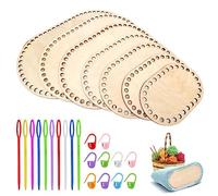 Nizirioo 7 Piezas Cesta De Madera Natural Base, Parte Inferior De Ganchillo Ovalada, Ovalada Ganchillobase Cesta Madera Bases Madera Ganchillo Con Marcadores Ganchillo Para Cesta De Bricolaje