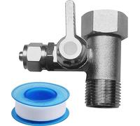 Nizirioo Adaptador de conexión de agua en T 3/8x3/8x1/4" con válvula de cierre, cinta de sellado de PTFE para 2 dispositivos, manguera de cobre