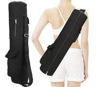 Nizirioo Bolsa para Esterilla de Yoga Fácil de Limpiar y Duradera, Bolsillo de Almacenamiento con Correa Ajustable para Fitnes Colchonetas de Yoga, Negro, 33 cm x 16 cm x 3 cm