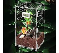 Nizirioo Caja de Alimentación Acrílica para Reptiles: Transparente Con Higrómetro Electrónico, para Insectos, Caracoles y Tortugas