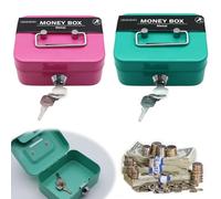Nizirioo Caja de dinero con cerradura con ranura: 2 unidades, caja de seguridad, caja pequeña con llave, mini banco de metal, caja de propinas para niños y adultos, para coleccionar