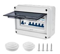 Nizirioo Caja de distribución de superficie IP65 resistente al polvo: interruptor automático de 63 A, interruptor de aire 2 x 6 10 20 32 A para jardín y exteriores