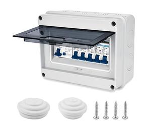 Nizirioo Caja de distribución de superficie IP65 resistente al polvo: interruptor automático de 63 A, interruptor de aire 2 x 6 10 20 32 A para jardín y exteriores