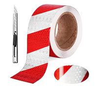Nizirioo Cinta Adhesiva Reflectante, Cinta Reflectante Adhesiva, 5 Cm X 25 M Seguridad Rojo Blanco Cinta Advertencia Cinta Reflectante Autoadhesiva Cinta De Peligro Para Señalización Suelos Seguridad