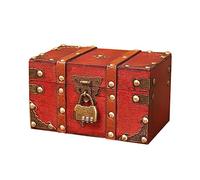 Nizirioo Cofre de Madera Vintage con Cerradura: Pequeño Cofre Del Tesoro Vintage, Cofre Del Tesoro Pirata, Joyero con Tapa, Cofre Del Tesoro para Cumpleaños Infantiles, Hucha con Cerradura
