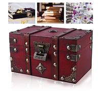 Nizirioo Cofre del tesoro de madera vintage (B)