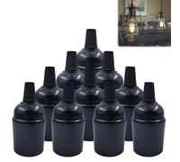 Nizirioo E27 - Soportes de bombilla vintage (φ38 x H50 mm), casquillo de lámpara sólida negra, casquillo de baquelita, casquillo E27, adaptador de bombilla, casquillo Edison retro para lámparas