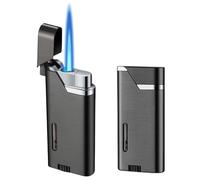Nizirioo Encendedor de tormenta a prueba de viento Jet - Juego de 2 encendedores de llama negra, recargable a gas, duradero para cocina, barbacoa, camping (sin gas)