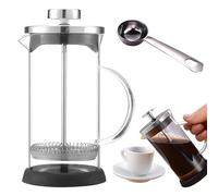 Nizirioo French Press 600 ml,cafetera con cuchara de granos de café,jarra de café de cristal de alto contenido de borosilicato,cafetera de prensa francesa con filtro de acero inoxidable,para oficina,