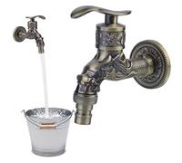 Nizirioo Grifo antiguo de 1/2 pulgada montado en la pared - Dragón tallado latón vintage para baño, cocina, jardín