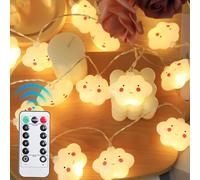 Nizirioo Guirnalda de luces LED blancas con forma de nube, para interiores, con caja de 8 funciones y mando a distancia, cadena de luces para habitación infantil para ventanas, fiestas, decoración