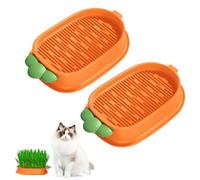 Nizirioo Juego de 2 bandejas de hierba para gatos y zanahorias con 10 bolsas de semillas, de plástico, cómodo para gatos y mascotas