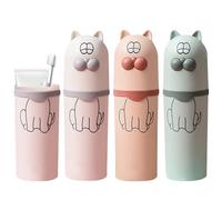 Nizirioo Juego de 4 vasos para cepillos de dientes, vasos portátiles para cepillos de dientes, estuche de viaje, para camping, viajes, hogar, viajes de negocios (blanco, verde, rosa), Blanco, verde,