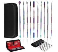 Nizirioo Juego de herramientas de modelado para tallar cera: 10 herramientas de cerámica de acero inoxidable con bolsa de transporte, herramienta de arcilla, herramienta de tallado de doble extremo