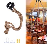 Nizirioo Lámpara colgante vintage 3 cabezas - Cuerda de cáñamo 100 cm - Lámpara retro E27 con cable creativo