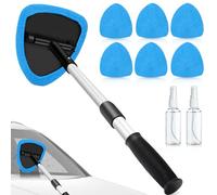 Nizirioo Limpiador de parabrisas de coche, limpiador de interior de parabrisas de coche, 9 unidades, azul retráctil, kit multifuncional con 6 almohadillas de microfibra, 2 botellas de spray, 40 cm
