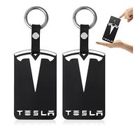 Nizirioo Llavero silicona para llaves, 2 unidades, soporte tarjetas, funda llaves con cintura, funda para tarjetas llaves, funda para tarjetas identificación para Tesla Model 3 accesorios, Negro