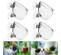 Nizirioo - Maceta para plantas de agua (4 unidades, con 8 ventosas, soporte para plantas de cristal, para acuario, decoración de acuario, transparente, 4 unidades)