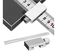 Nizirioo Medidor de metal con tope: 30 cm, regla de tracción, regla de acero inoxidable, herramienta de tracción, herramienta de tracción, tope de regla para carpintería, bricolaje, artesanía