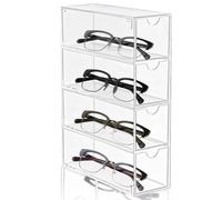 Nizirioo Organizador De Gafas, Caja De Almacenamiento De Gafas, Caja De Almacenamiento Para Gafas Con 4 Cajones Caja Gafas Soporte Para Gafas Organizador Para Gafas De Sol Cosméticos Transparente