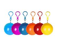 Nizirioo Poncho de lluvia portátil con pelota, alcance de la lluvia: 6 unidades, reutilizables, impermeables, de emergencia, portátil, con capucha, para adultos y niños (color aleatorio), 6 colores,