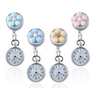 Nizirioo Reloj de enfermera de 4 piezas: reloj de enfermera con clip, reloj de bolsillo retráctil, reloj de bolsillo portátil, reloj de cuarzo para médico, cuidador, estudiante, mujer, hombre,