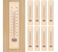 Nizirioo Termómetro analógico para habitación (8 unidades, madera, resistente a la intemperie, puede mostrar la temperatura de ℃ y ℉, termómetro de madera para interior y exterior (-40 hasta +50 ℃)