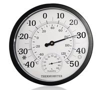 Nizirioo Termómetro Interior y Exterior Grande: 2 en 1 Barómetro Analógico de 10 Pulgadas Con Medidor de Humedad Para Jardín