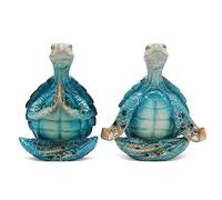 Nizirioo Tortuga de Yoga Decoracion Hogar Poliresina Adornos Salon Tortuga Creativa de Meditación de Playa, Figura de Meditación Figuras Decorativas para el Hogar, Verano,Decoración de Jardín(2pcs)