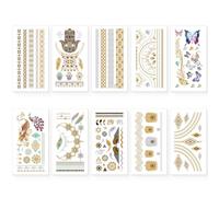 NJCXOLA 10 accesorios para festivales,Pegatina de Tatuaje Transferencia de Agua Metal Impermeable Pegatina de Tatuaje Fiesta Fiesta Tatuaje（102 * 210mm）