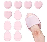 NJCXOLA 10 esponjas de polvo con correa para el dedo Mini Face Beauty Blender Eye Makeup Pads for Cosmetic Liquid Foundation Wet Dry Tool