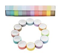 NJCXOLA 12 rollos de cinta adhesiva de colores de 1,5 cm x 2 m, cinta para pintar, cinta adhesiva de papel para pintar para bricolaje, decoración, material artístico divertido para niños, manualidades