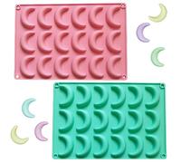 NJCXOLA 2 piezas Christmas Chocolate Moulds Molde Vanilla Crescent Cookies Mould Silicone de galleta para bricolaje Wax Melt Candy Jelly Chocolate Jello