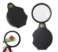 NJCXOLA 2 unidades Mini Lupa de bolsillo de 10 aumentos, plegable, ideal para leer libros, periódicos, mapas, joyas, reparación y manualidades